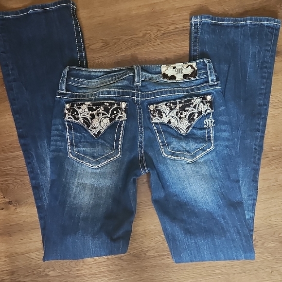 Miss Me Blue Boot Cut Jeans with Embellished Pockets - Picture 1 of 6